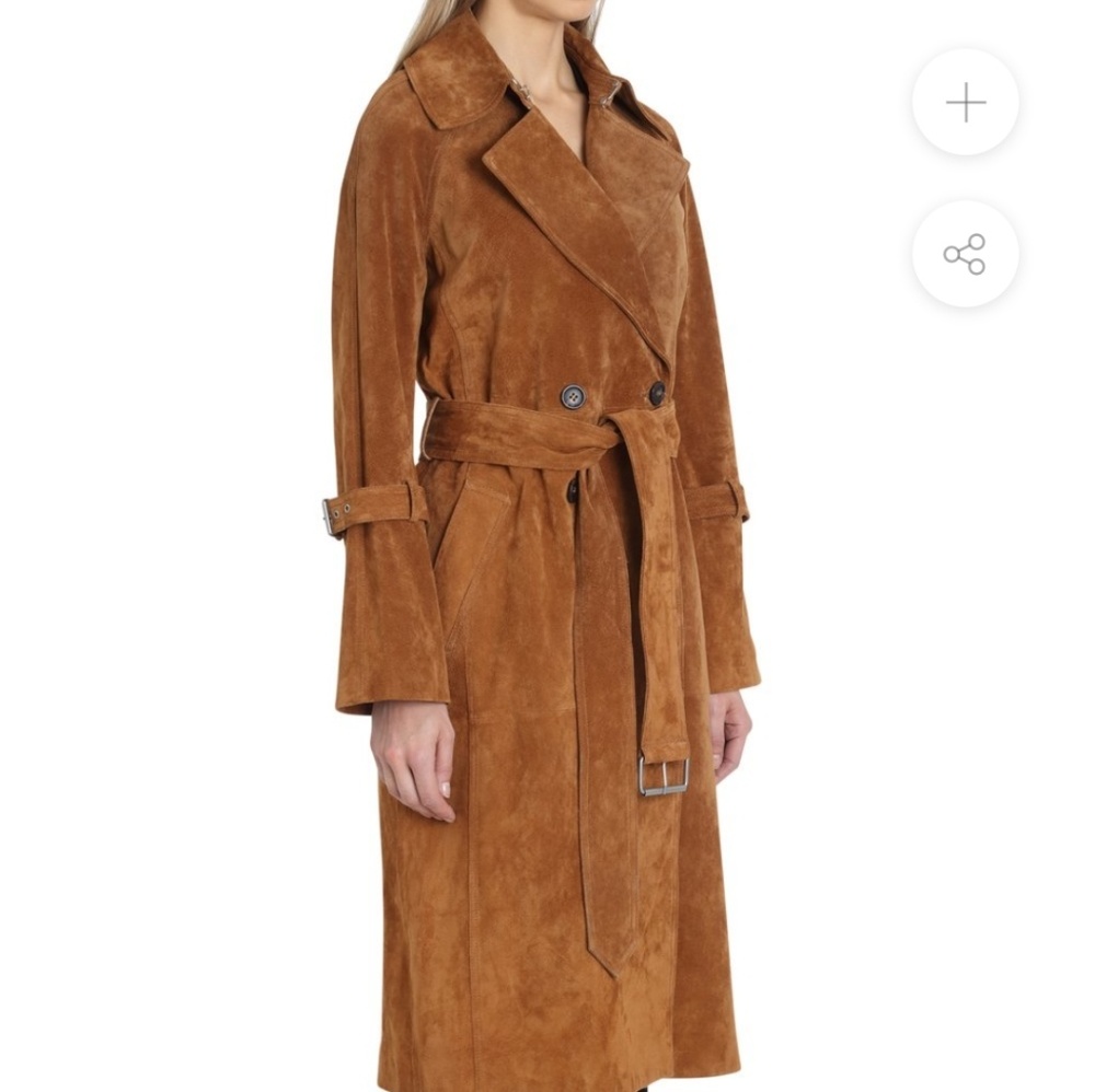 100% Suede trench coat -size small